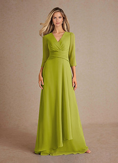 Azazie Mayfield Mère de la mariée Robes Robe Trapèze en Mousseline de soie Plissée Citronnelle image6