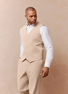 front Savile Tan Wool Blend Suit Vest