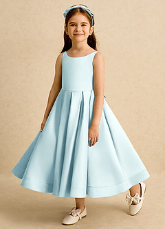 Azazie Babs Blumenmädchenkleider Ballkleid Plissee Matte Satin Kleid Seegrün image8