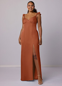 Barbie ♥ Azazie Bridesmaid Dresses Cedar Rose Sheath Stretch Satin Dress image9