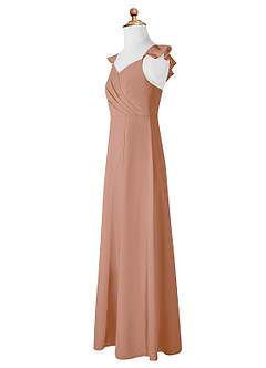 Azazie Amada Junior Champagne Rose A-Line Ruched Chiffon Dress image7