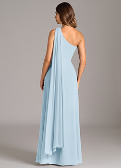 Azazie Tella Jurken voor bruidsmeisjes Jurk van Chiffon met A-Lijn One-Shoulder Hemelsblauw image6