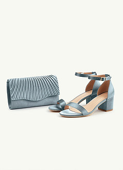 Matching Color Metallic Satin Sandals Envelope Clutch Set