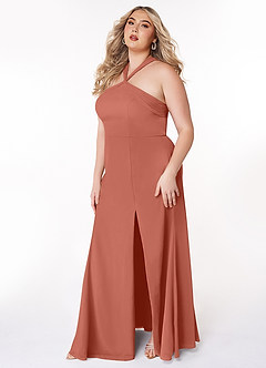 Azazie Rue Abiti da Damigella Abito A-Line in Chiffon con Scollo Halter Argilla image9
