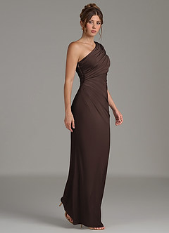 Azazie Essence Bridesmaid Dresses Ganache Sheath One Shoulder Premium Stretch Jersey Dress image6