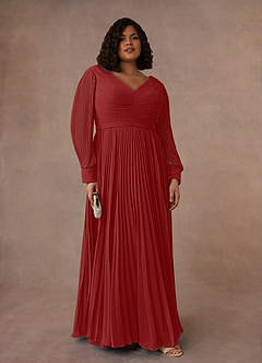 Azazie Zina Mother of the Bride Dresses Rust A-Line Pleated Chiffon Dress image7