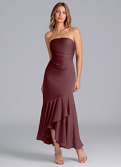 Azazie Danie Bridesmaid Dresses Sangria Sheath Strapless Chiffon Dress image5