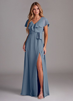 Azazie Lainey Bridesmaid Dresses Twilight A-Line with Pockets Chiffon Dress image3