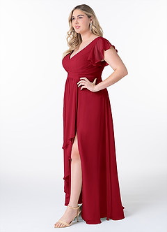 Azazie Omari Bridesmaid Dresses Scarlet A-Line Chiffon Dress image9