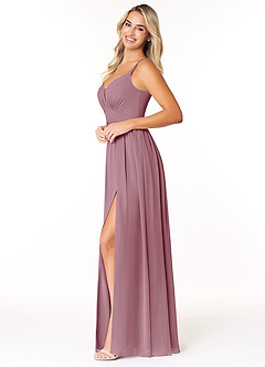 Azazie Rayna Final Sale Vintage Mauve A-Line V-Neck Pleated Chiffon Dress image3