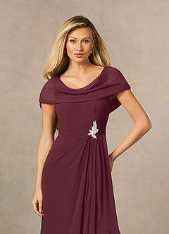 Azazie Mary Mother of the Bride Dresses Cabernet A-Line Side Slit Chiffon Dress image5