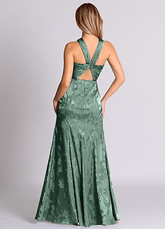 Azazie Rue 신부 들러리 드레스 쉬스 주름진 자카드 바닥 길이 드레스 image7