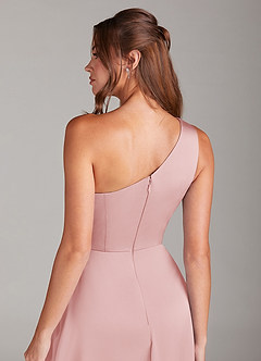 Azazie Brooke Suknie dla druhen Linia A Jedno ramię Satyna elastyczna Długość kostki Sukienka image2