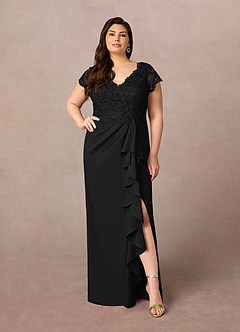 Azazie Carmen Mother of the Bride Dresses Black Sheath Lace Dress image7