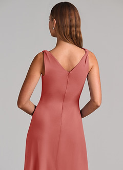 Azazie Nerine Brautjungfernkleider A-Linie Plissee Chiffon Kleid Antike Rose image7
