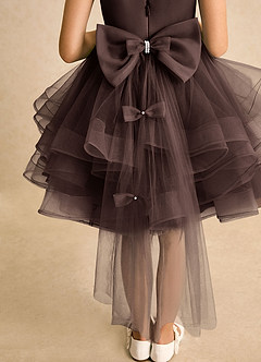 Azazie Tinie Robe Demoiselle D'honneur Fillette Robe Princesse en Tulle Arc Ganache image7
