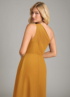 Azazie Phaedra Bridesmaid Dresses Butterscotch A-Line One Shoulder Chiffon Dress image6
