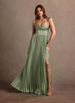 Tyla Dusty Sage Pleated Maxi Prom Dress image5