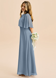 Azazie Maris Junior Dusty Blue A-Line Chiffon Dress image3