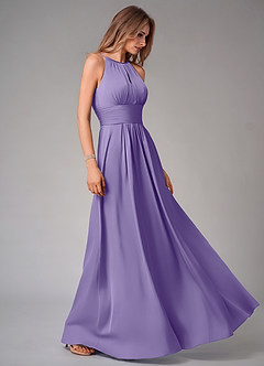 Azazie Bonnie Bridesmaid Dresses Tahiti A-Line Pleated Stretch Satin Dress image4