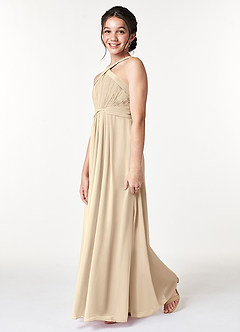 Azazie Anthea Junior Champagne Pleated Chiffon Dress image5