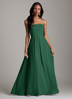 Azazie Lucienne Bridesmaid Dresses Dark Green A-Line Strapless Chiffon Convertible Dress image1