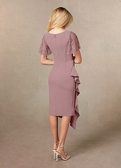 Azazie Eloise Mother of the Bride Dresses Dusty Rose Sheath Pleated Stretch Crepe Dress image2