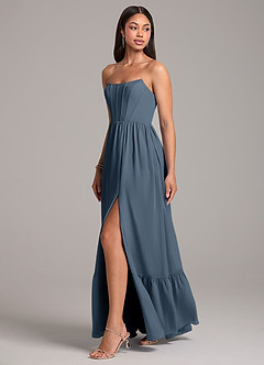 Azazie Kailee Bridesmaid Dresses Neptune A-Line with Pockets Chiffon Dress image3