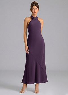 Azazie Velli Suknie dla druhen Syrena Wysoka Kołnierz Szyfon Długość kostki Sukienka image5