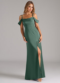 Azazie Callan Final Sale Eucalyptus A-Line Pleated Stretch Satin Convertible Dress image1