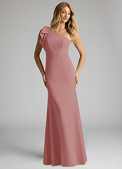 Azazie Rinna Bridesmaid Dresses Dusty Rose Mermaid One Shoulder Stretch Crepe Dress image3