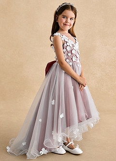 Azazie Celia Flower Girl Dresses Amethyst A-Line Lace Tulle Dress image3