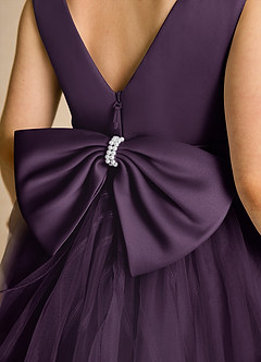 Azazie Pear Flower Girl Dresses Plum Ball-Gown Bow Tulle Dress image6