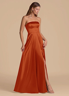 Azazie Wren Bridesmaid Dresses Paprika A-Line Strapless Metallic Satin Dress image7
