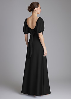 Azazie Fatima Bridesmaid Dresses Black A-Line with Pockets Chiffon Dress image5