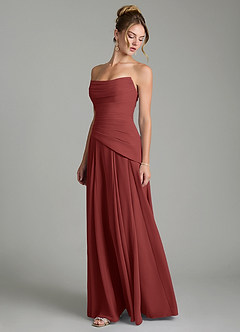 Azazie Gabriela Bridesmaid Dresses Terracotta A-Line Corset Chiffon Dress image6