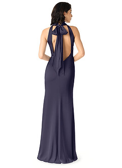 Azazie x Delaney Bridesmaid Dresses Stormy Sheath High Neck Stretch Satin Dress image4