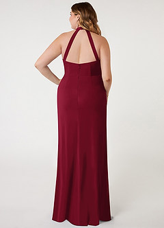 Azazie Galicia Brautjungfernkleider Meerjungfrau-Linie Halter Gefaltet Stretch-Chiffon Kleid Burgunderrot image6