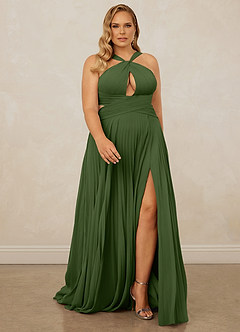 Christian Siriano Bridal for Azazie 1009 Bridesmaid Dresses Olive A-Line Pleated Chiffon Dress image9
