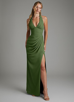 Azazie Tina Bridesmaid Dresses Olive Mermaid Corset Chiffon Dress image1