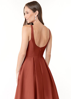 Azazie Neve Brautjungfernkleider Ballkleid mit Taschen Stretch-Satin Kleid Terrakotta image6