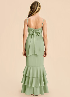 Azazie Fay Junior Abito Sirena in Raso Elasticizzato Drappeggiato Verde Salvia image5