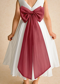 Azazie Margot Flower Girl Dresses Ivory Pomegranate A-Line Pleated Chiffon Dress image8