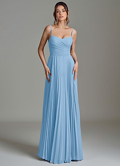 Azazie Catie Robes de demoiselle d'honneur Robe Trapèze en Mousseline de soie Encolure en Forme de Cœur Poudre Bleue image4