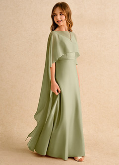 Azazie Fishie Girls Formal Flower Girl Dresses Moss Green A-Line Matte Satin Dress image6