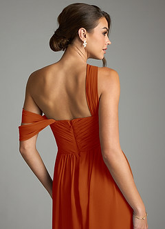 Azazie Kassandra Bridesmaid Dresses Paprika A-Line Off the Shoulder Chiffon Dress image7