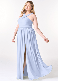Azazie Elvira Bridesmaid Dresses Ice A-Line Pleated Chiffon Dress image9