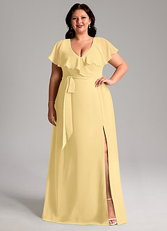 Azazie Lainey Bridesmaid Dresses Butter A-Line with Pockets Chiffon Dress image1