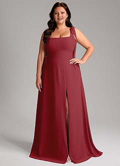 Azazie Debra Bridesmaid Dresses Pomegranate A-Line with Pockets Chiffon Convertible Dress image8