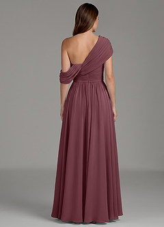 Azazie Nyah Abiti da Damigella Abito A-Line in Chiffon Spalle Scoperte Sangria image2